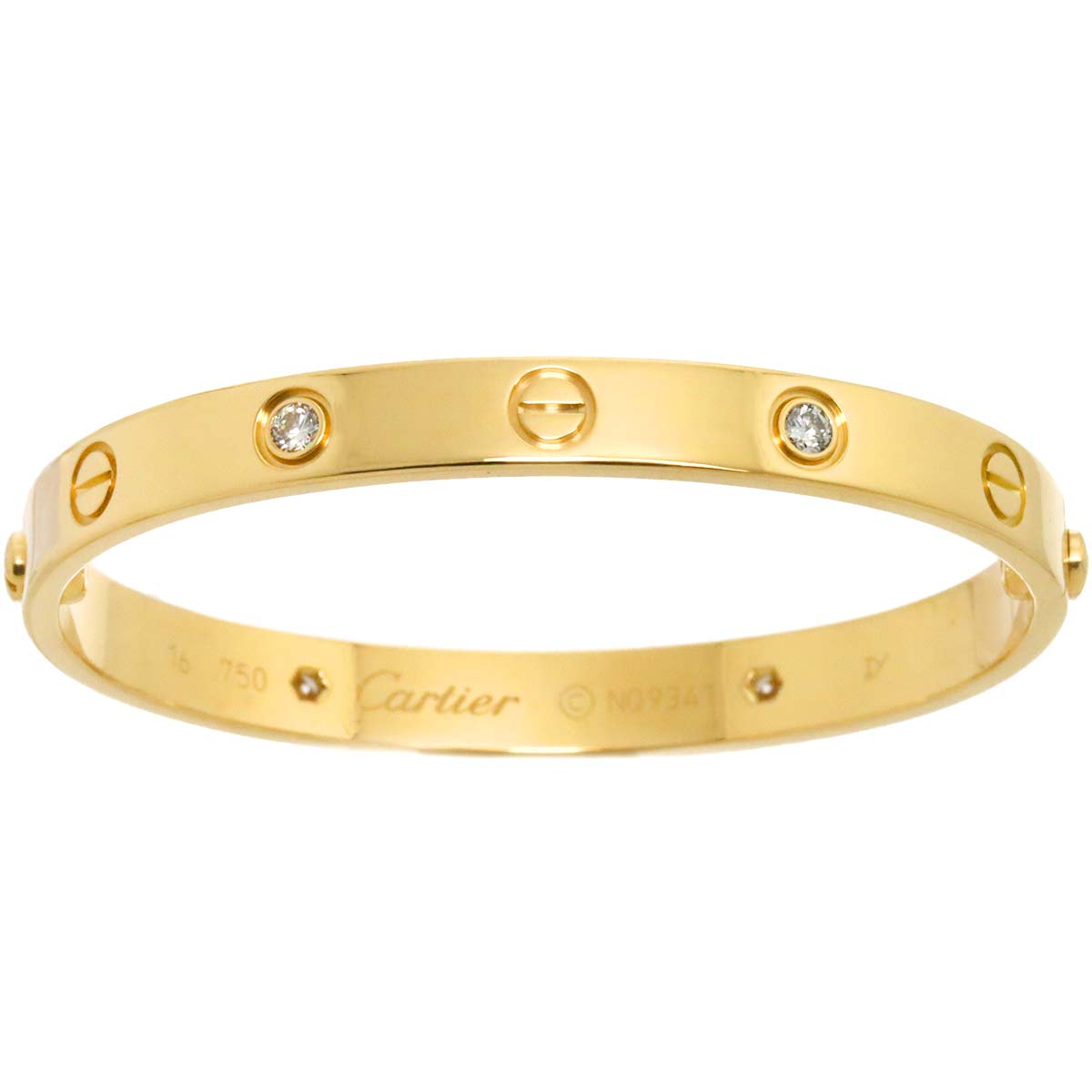 Love Bracelet Diamond 4P Bangle 18K YG 750 Size16