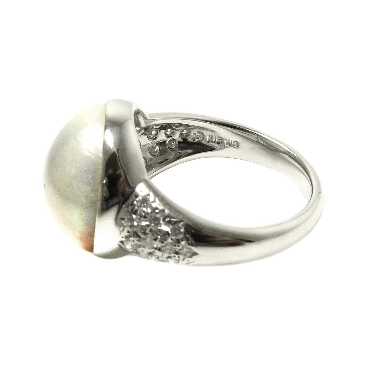 Mabe Pearl Diamond 0.23ct Ring 18K WG 6.25-6.5