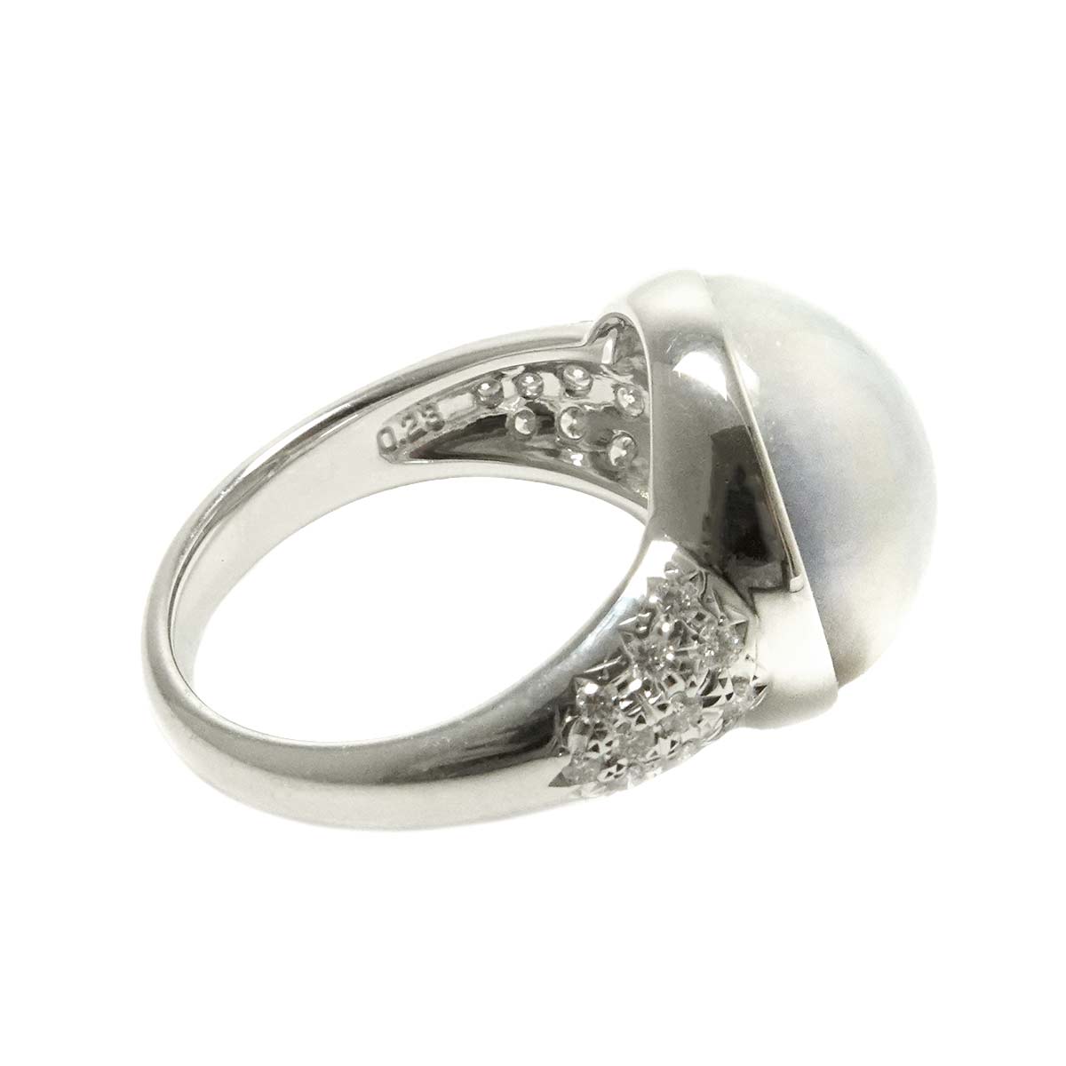 Mabe Pearl Diamond 0.23ct Ring 18K WG 6.25-6.5