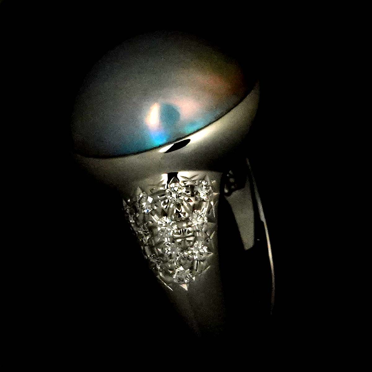 Mabe Pearl Diamond 0.23ct Ring 18K WG 6.25-6.5