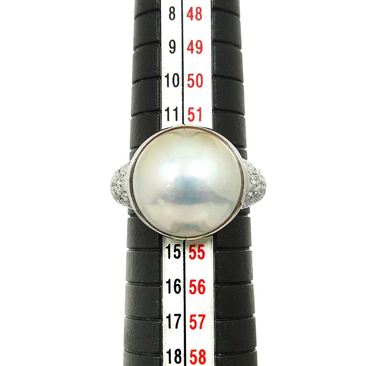 Mabe Pearl Diamond 0.23ct Ring 18K WG 6.25-6.5