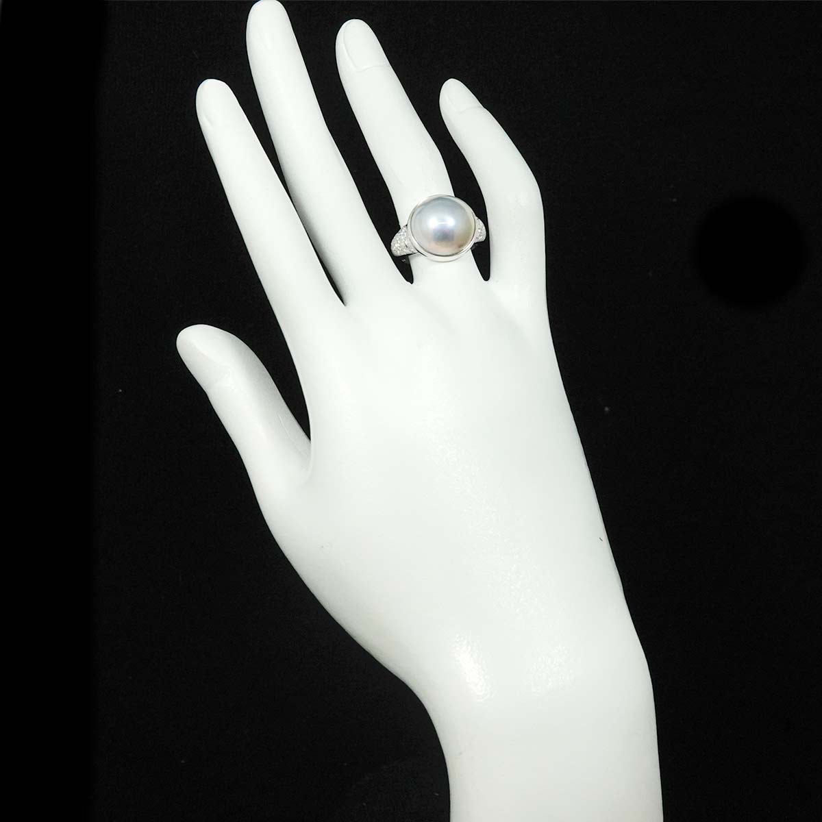 Mabe Pearl Diamond 0.23ct Ring 18K WG 6.25-6.5