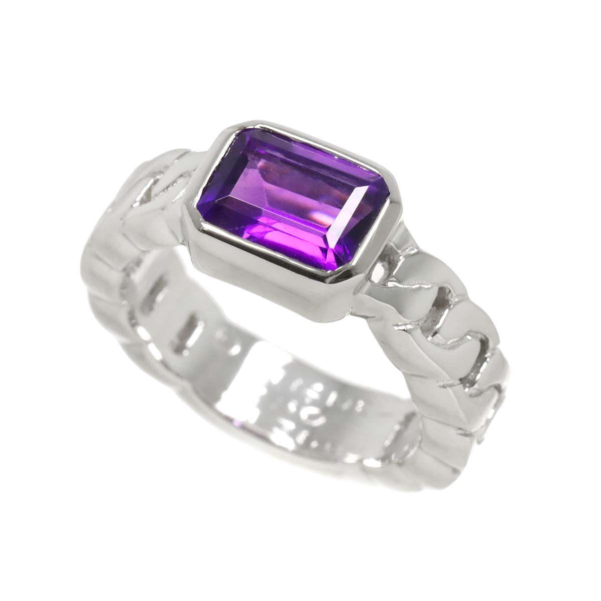 Amethyst Ring 18K WG 750 Size 5.25(US)