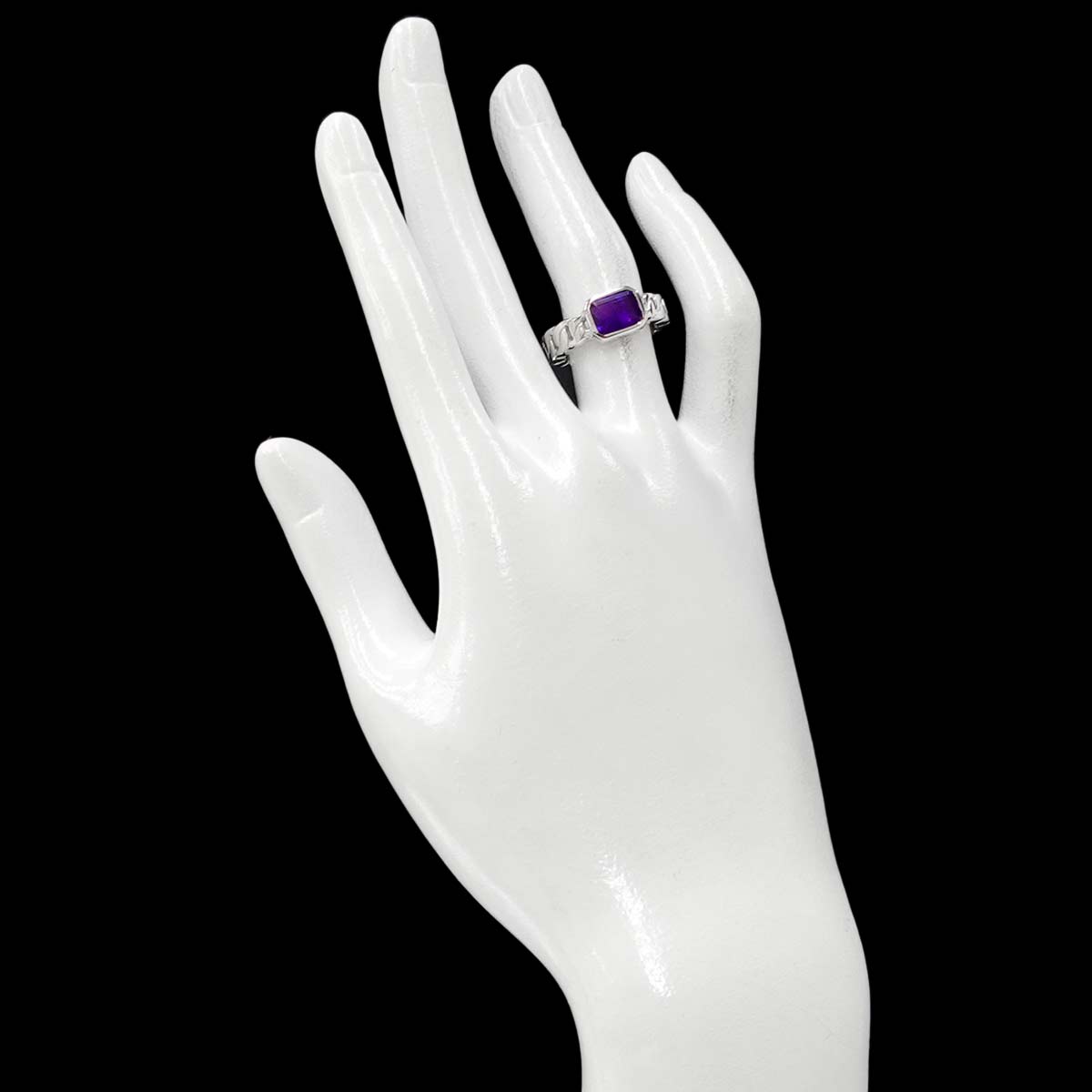 Amethyst Ring 18K WG 750 Size 5.25(US)