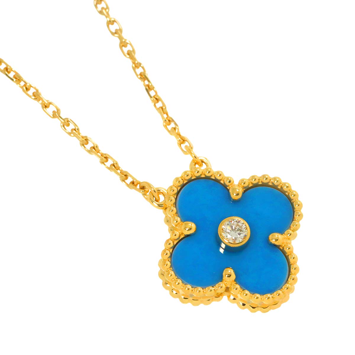 Vintage Alhambra Blue Sable Diamond Necklace 18K YG