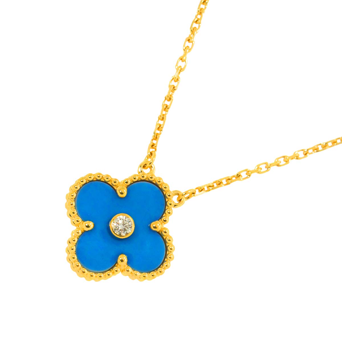 Vintage Alhambra Blue Sable Diamond Necklace 18K YG