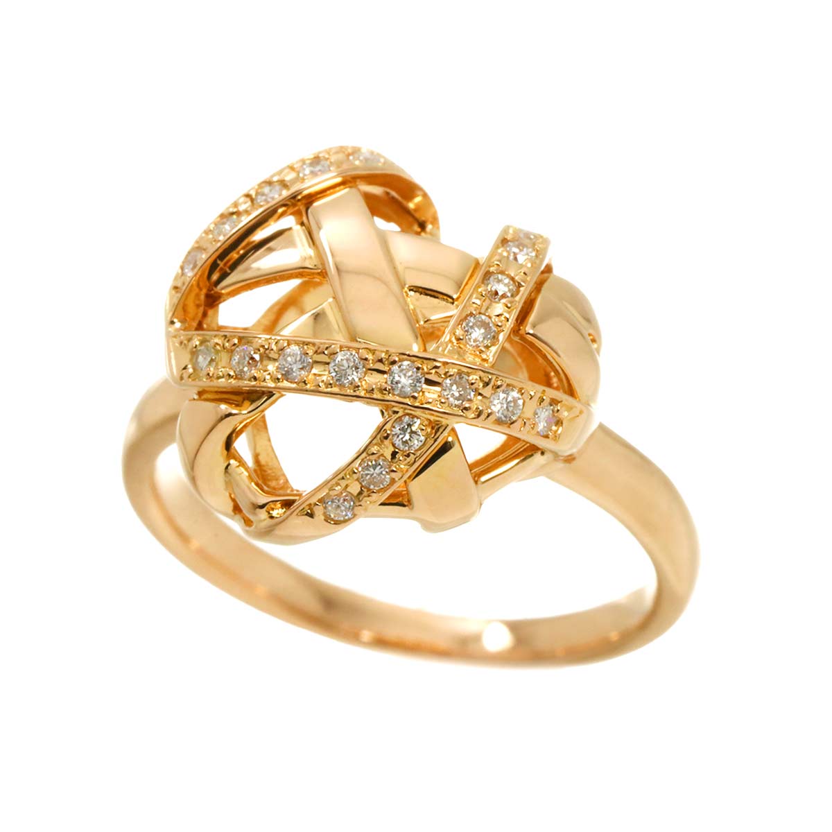 Diamond 0.14ct Ring 18K K18 PG 750 size5.5-5.75(US)