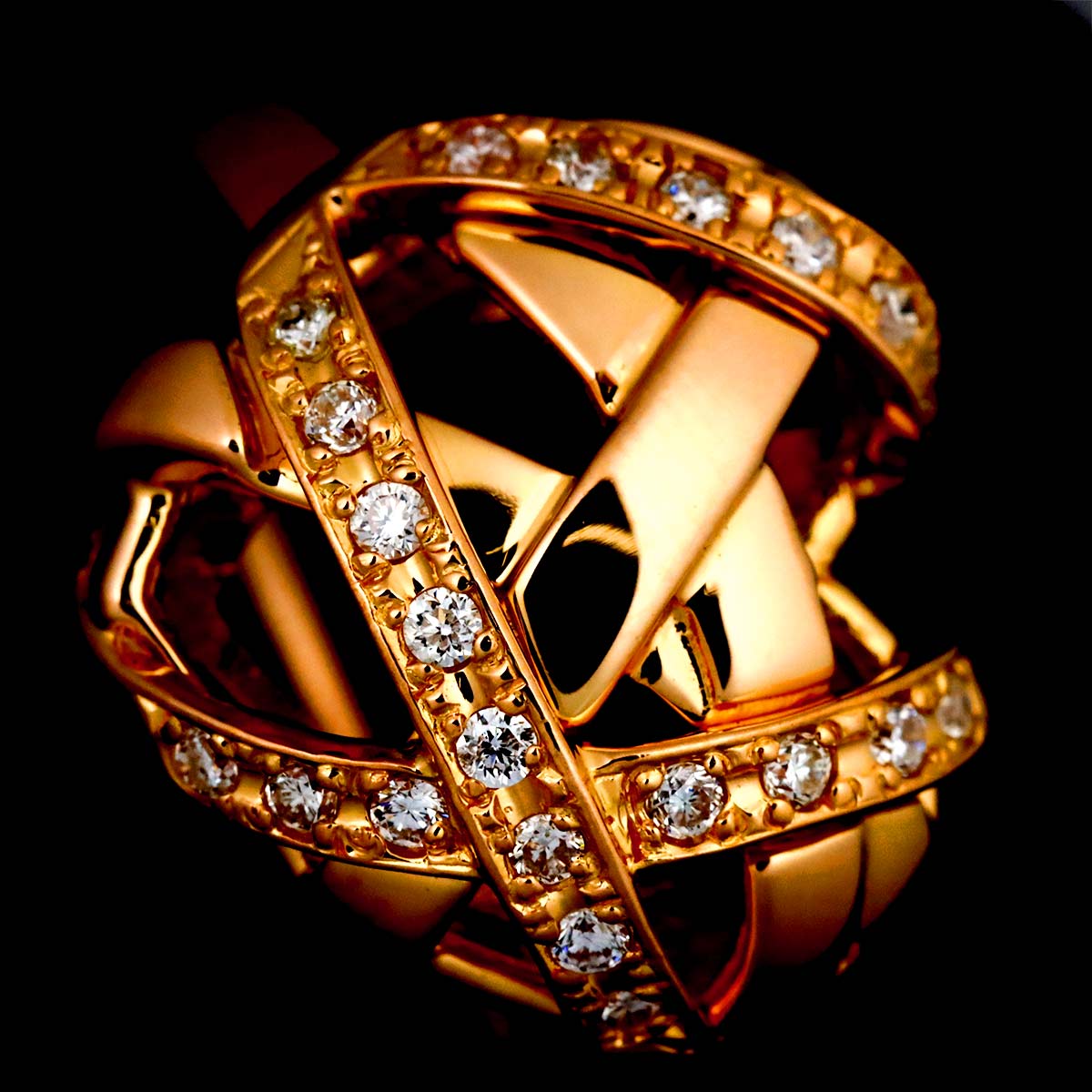 Diamond 0.14ct Ring 18K K18 PG 750 size5.5-5.75(US)