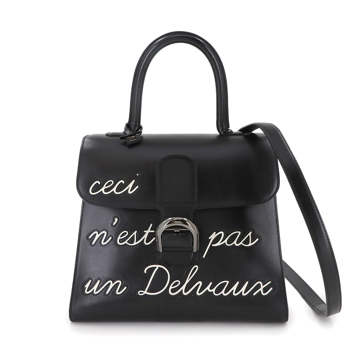 Brillant L'Humour MM Hand Shoulder Bag Leather Black White