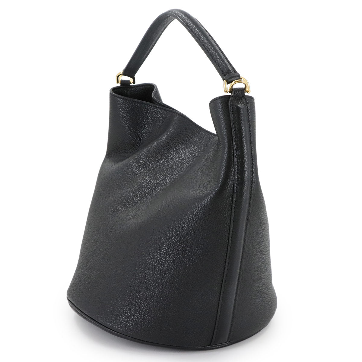 16 Bucket Bag 2way Hand Shoulder Bag Leather Black 195573CR4
