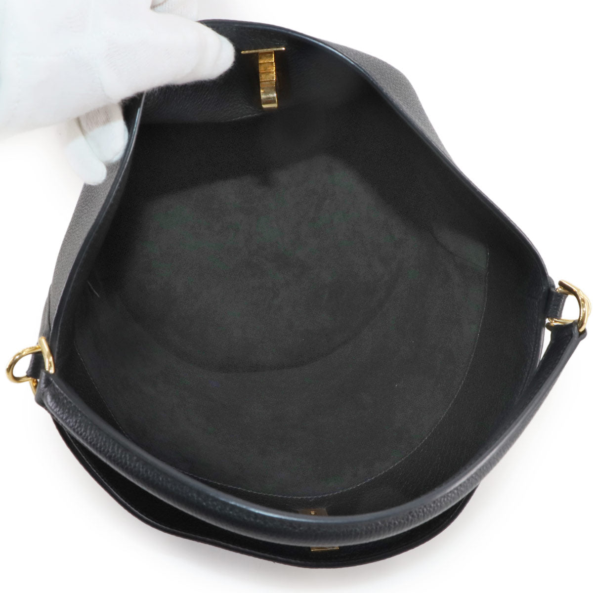 16 Bucket Bag 2way Hand Shoulder Bag Leather Black 195573CR4