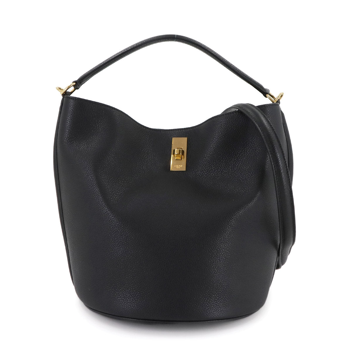 16 Bucket Bag 2way Hand Shoulder Bag Leather Black 195573CR4