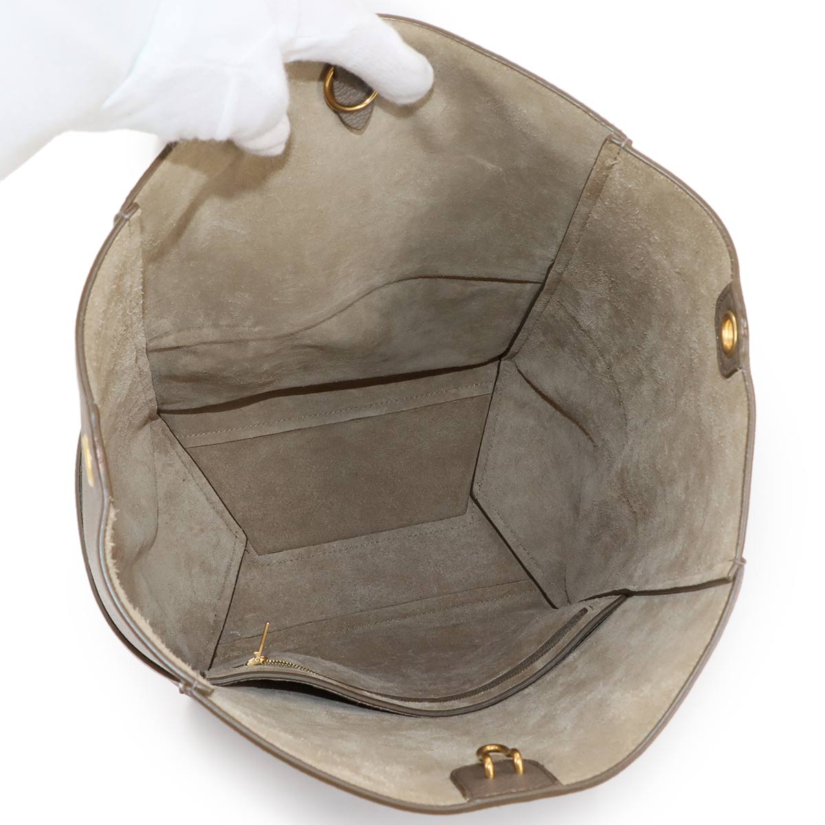 Sangle Medium Bucket Shoulder Bag Leather Taupe 189593 Purse