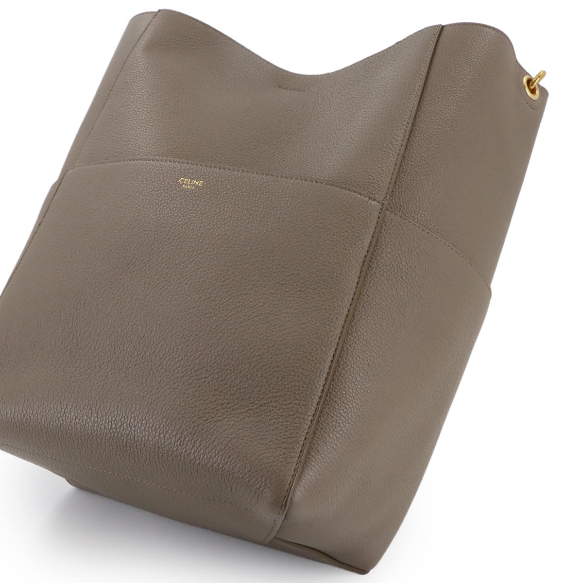 Sangle Medium Bucket Shoulder Bag Leather Taupe 189593 Purse