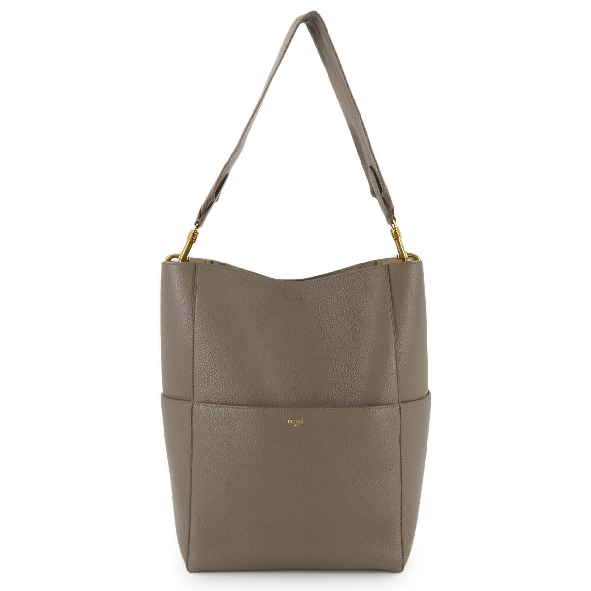 Sangle Medium Bucket Shoulder Bag Leather Taupe 189593 Purse