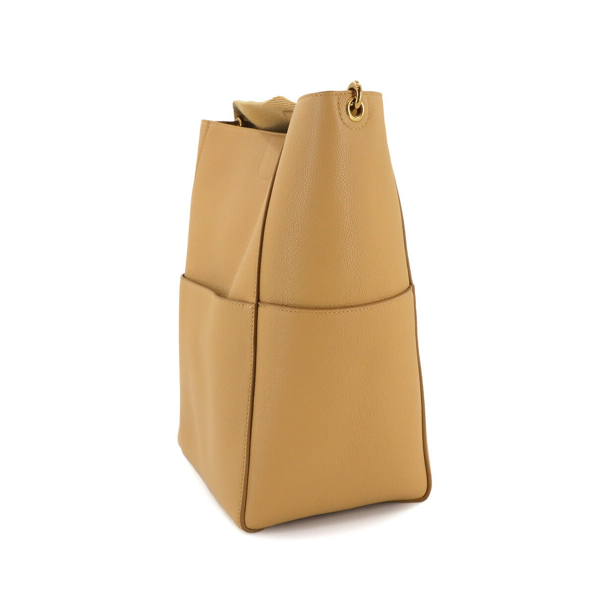 Sangle Medium Bucket Shoulder Bag Leather Cumin 189593 Purse