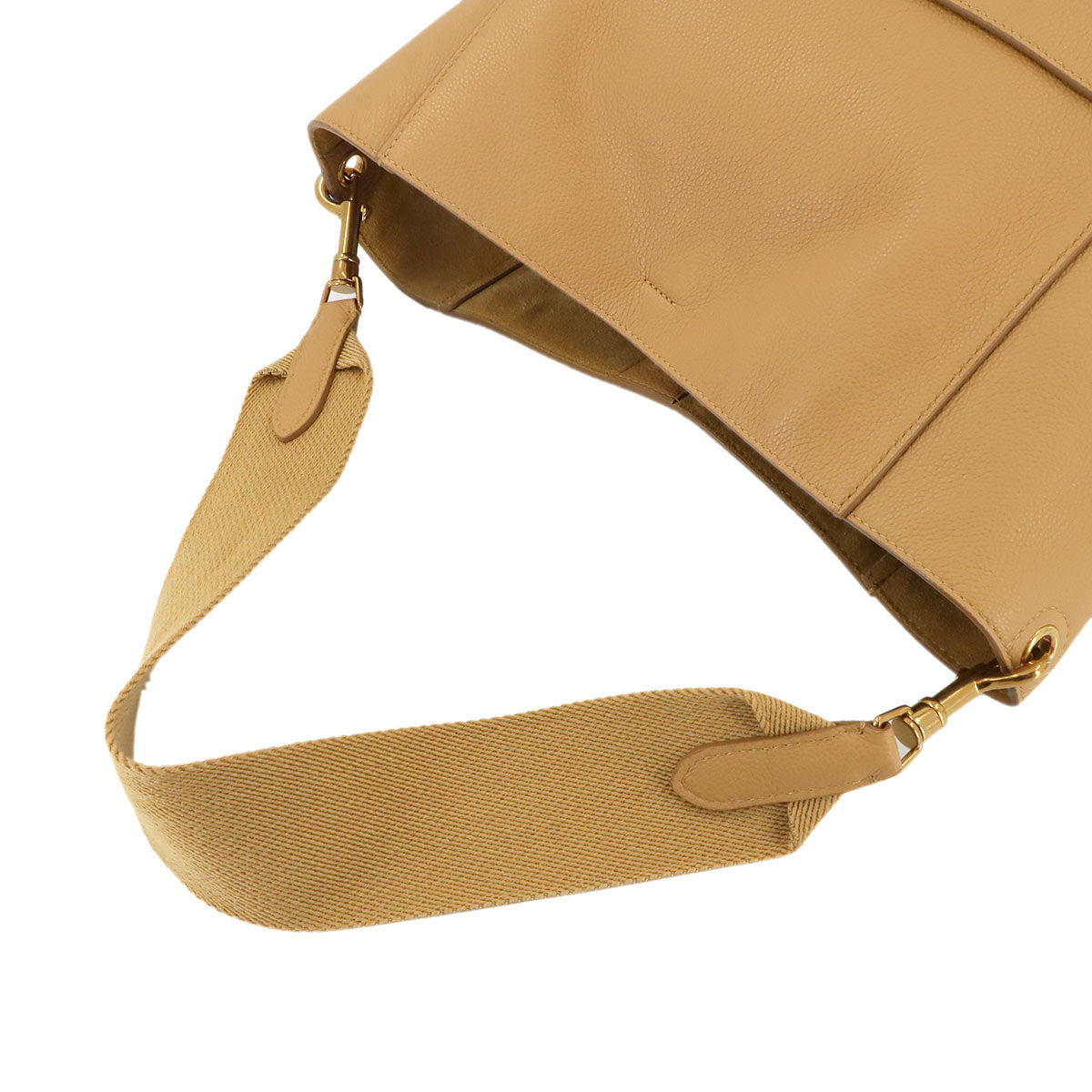 Sangle Medium Bucket Shoulder Bag Leather Cumin 189593 Purse