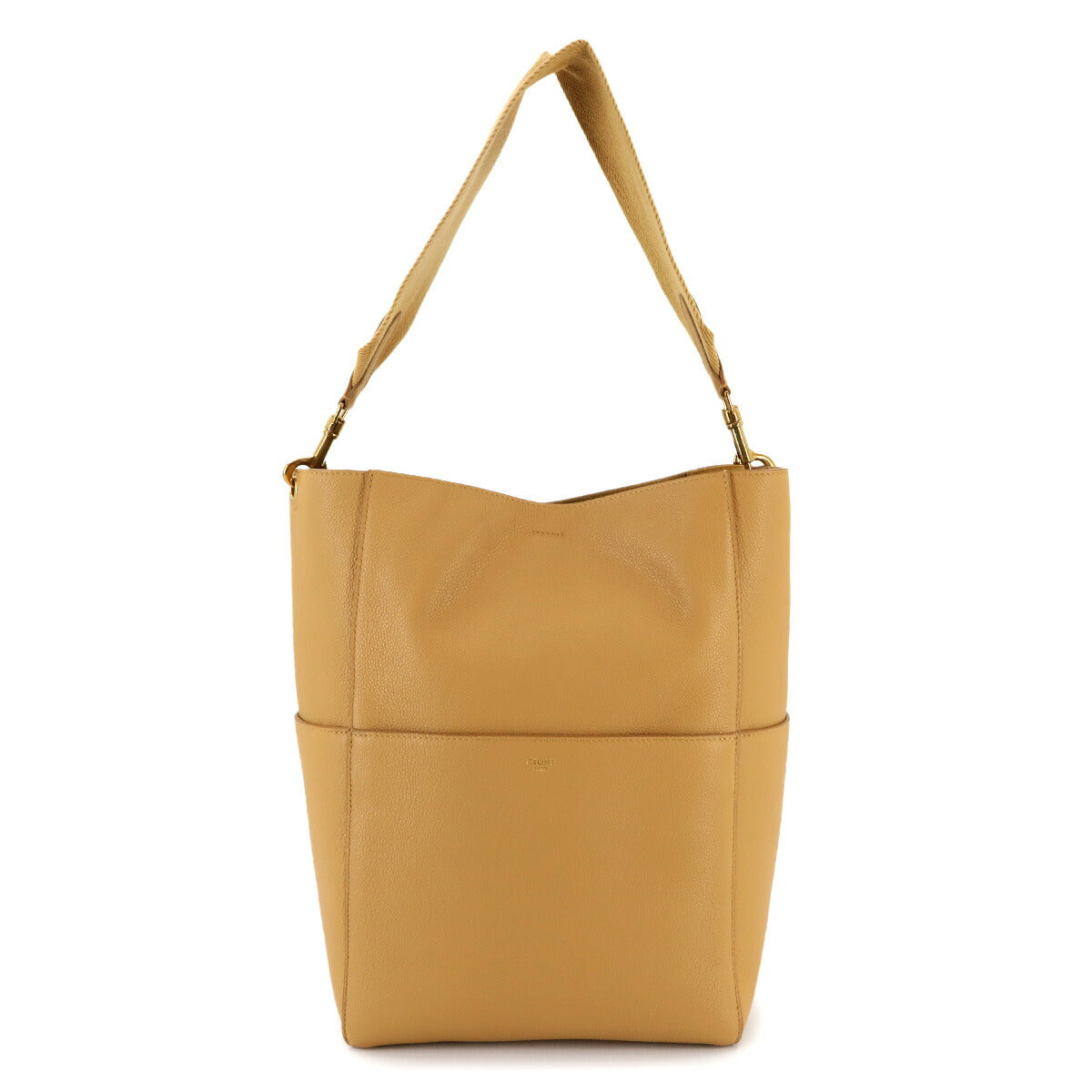 Sangle Medium Bucket Shoulder Bag Leather Cumin 189593 Purse