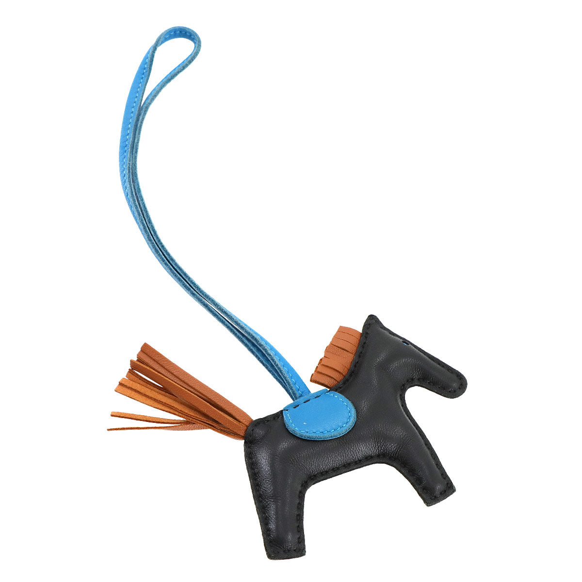 Rodeo PM Bag Charm Agneau Milo Black Gold Blue Zanzibar