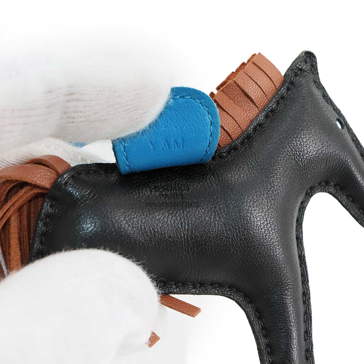 Rodeo PM Bag Charm Agneau Milo Black Gold Blue Zanzibar