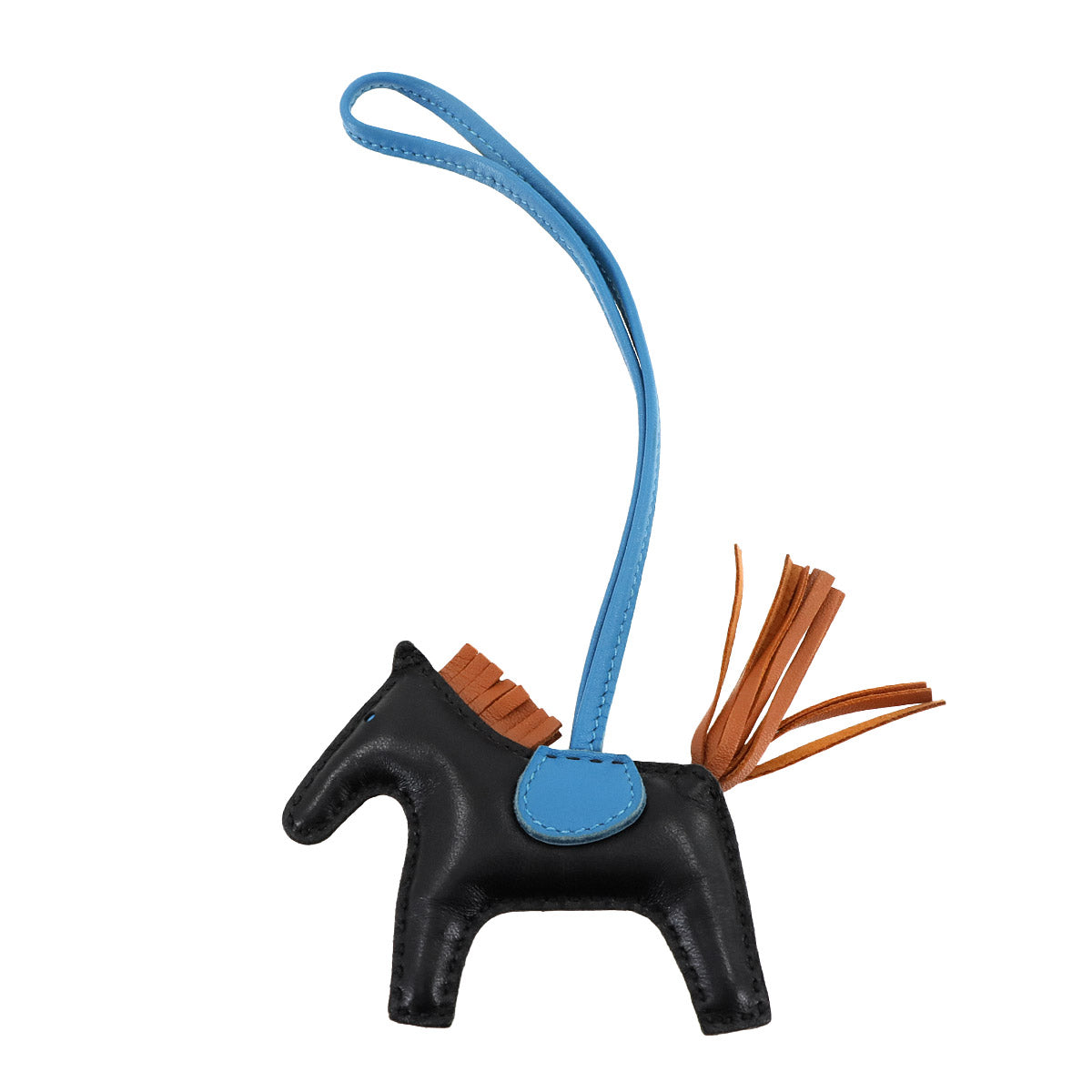 Rodeo PM Bag Charm Agneau Milo Black Gold Blue Zanzibar