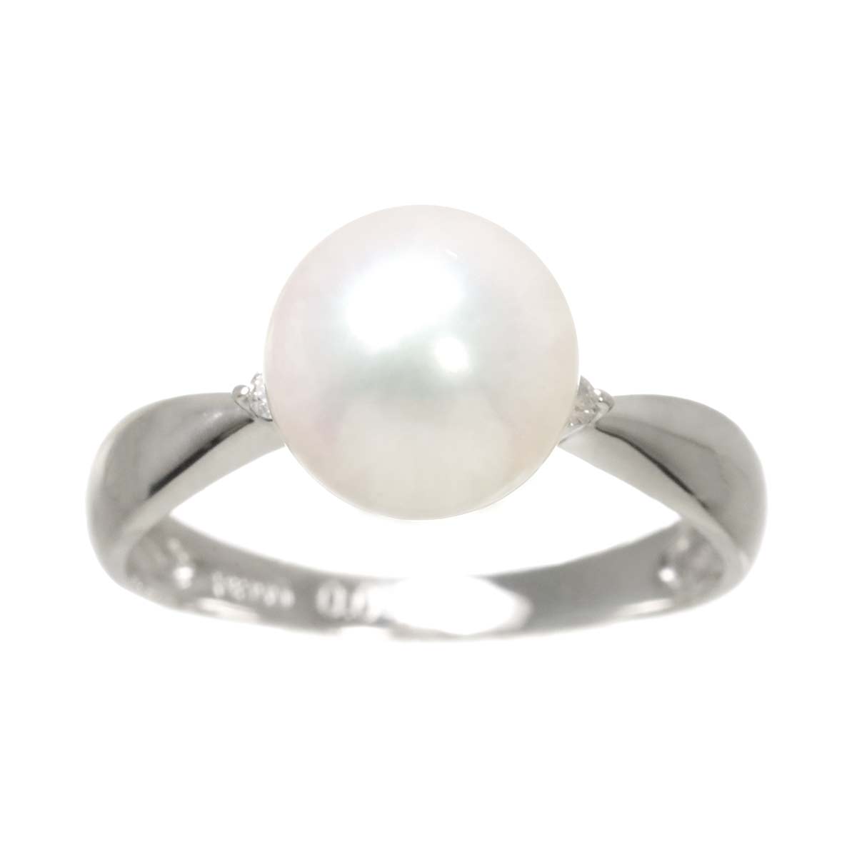 Akoya Pearl 8.5mm Diamond 0.04ct Ring Pt Platinum Size5.75-6(US)