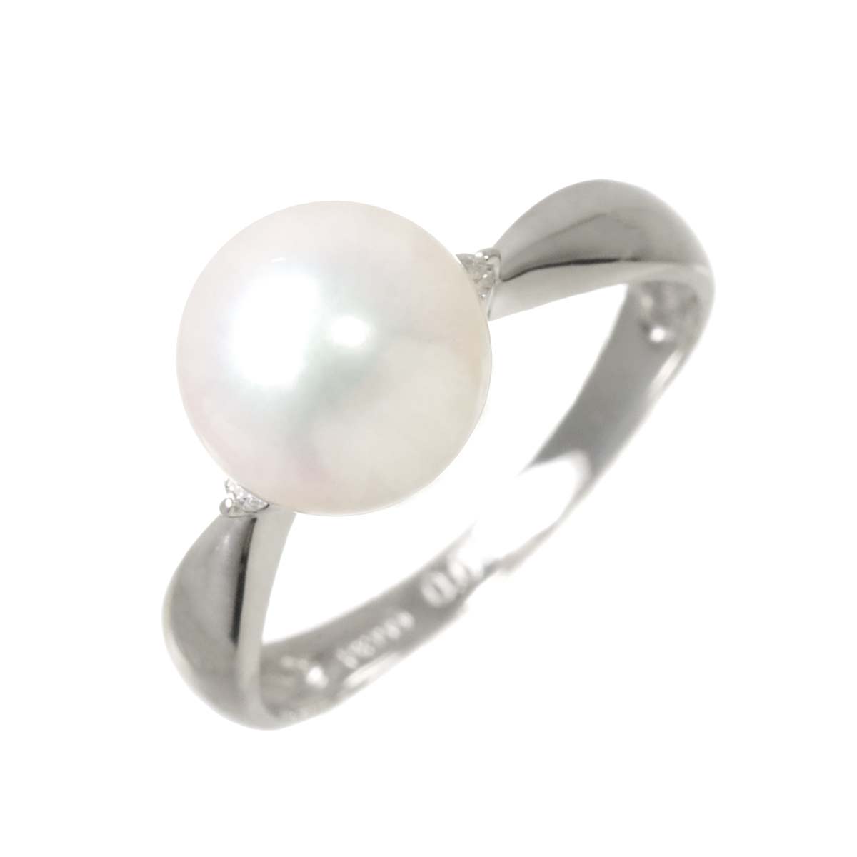 Akoya Pearl 8.5mm Diamond 0.04ct Ring Pt Platinum Size5.75-6(US)