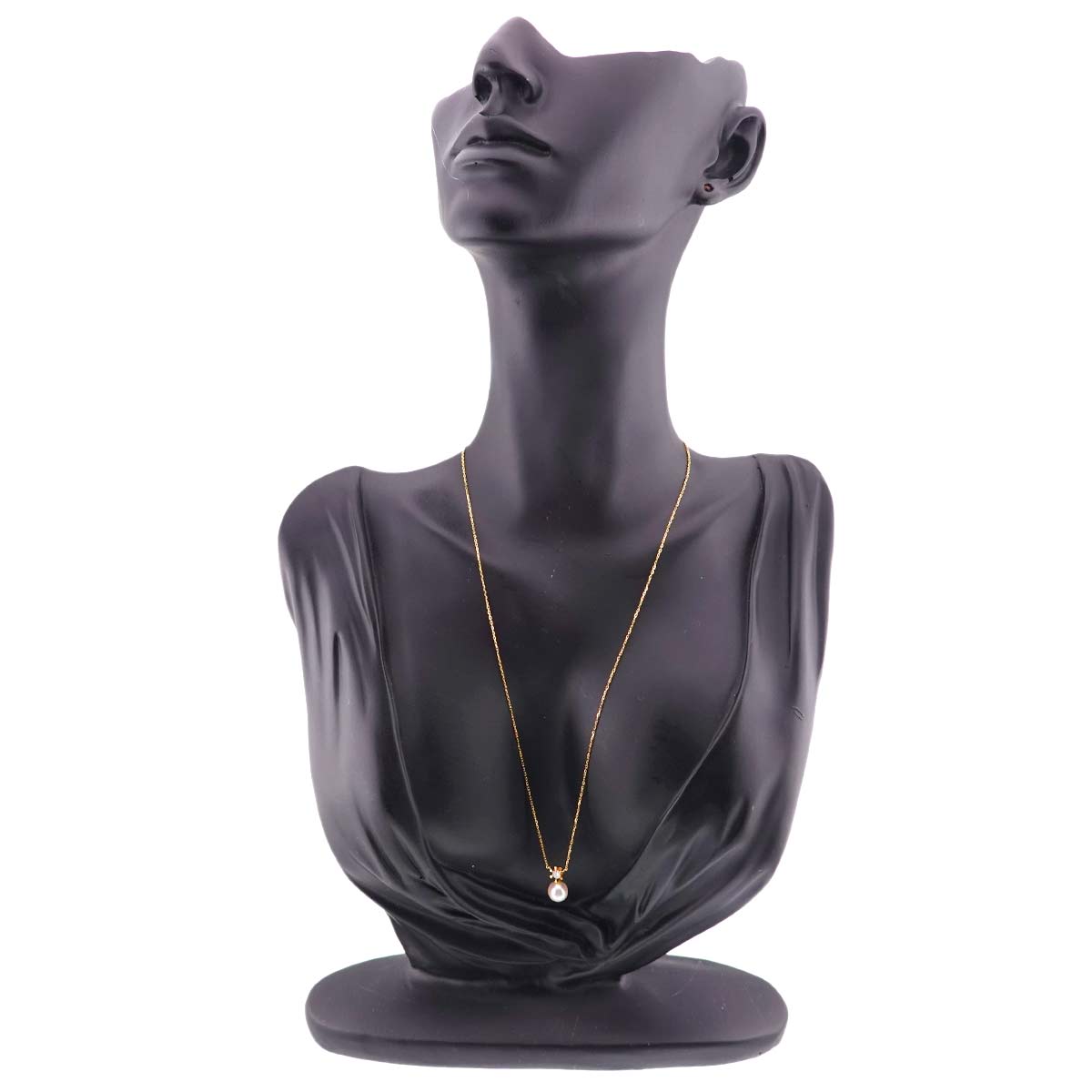 Akoya Pearl 6.5mm Diamond Necklace 18K K18 YG Yellow Gold 750