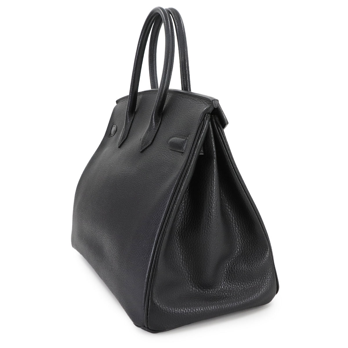 Birkin 35 Ardennes Leather Black Hand Bag Vintage Purse