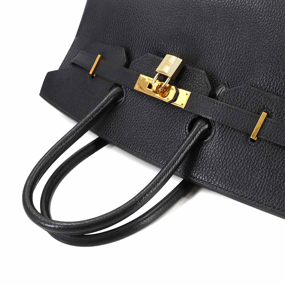 Birkin 35 Ardennes Leather Black Hand Bag Vintage Purse