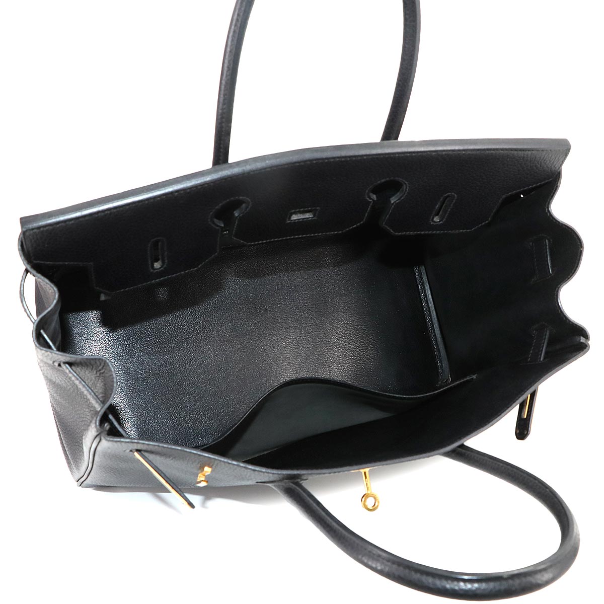 Birkin 35 Ardennes Leather Black Hand Bag Vintage Purse