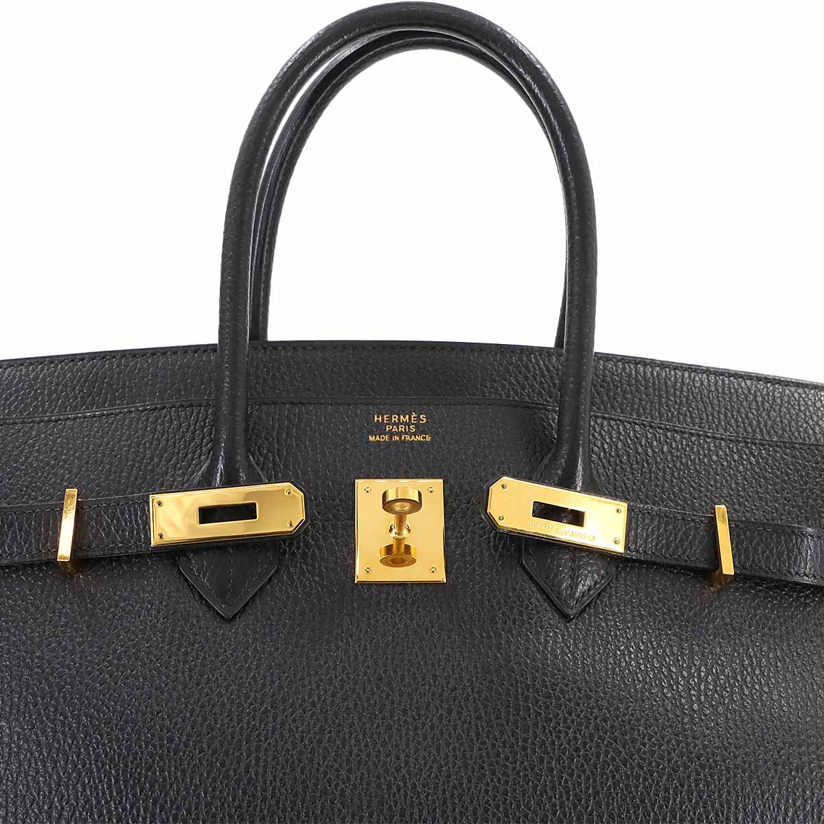 Birkin 35 Ardennes Leather Black Hand Bag Vintage Purse