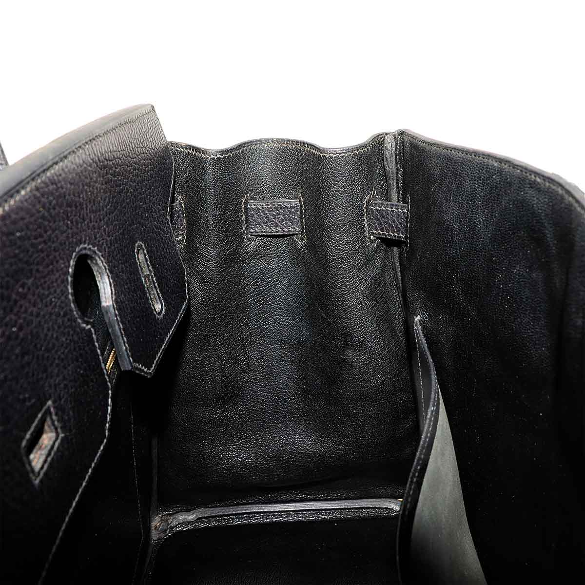 Birkin 35 Ardennes Leather Black Hand Bag Vintage Purse