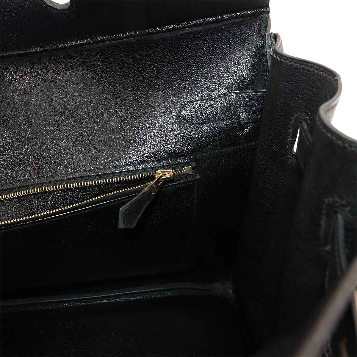Birkin 35 Ardennes Leather Black Hand Bag Vintage Purse