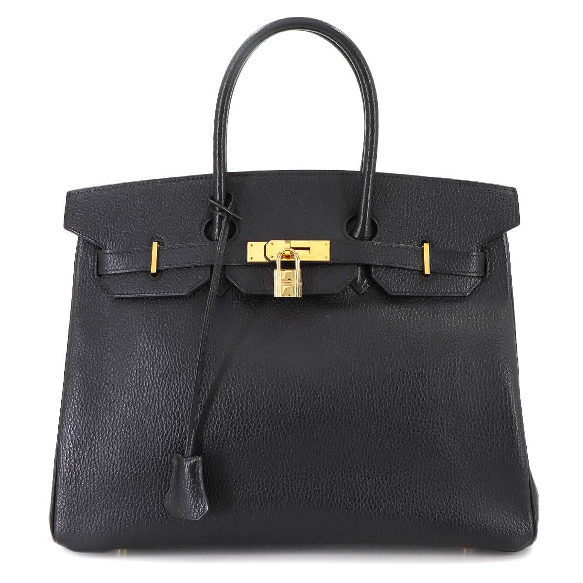 Birkin 35 Ardennes Leather Black Hand Bag Vintage Purse