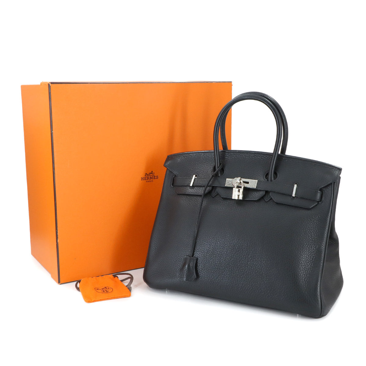 Birkin 35 Hand Bag Taurillon Clemence Leather Black Purse