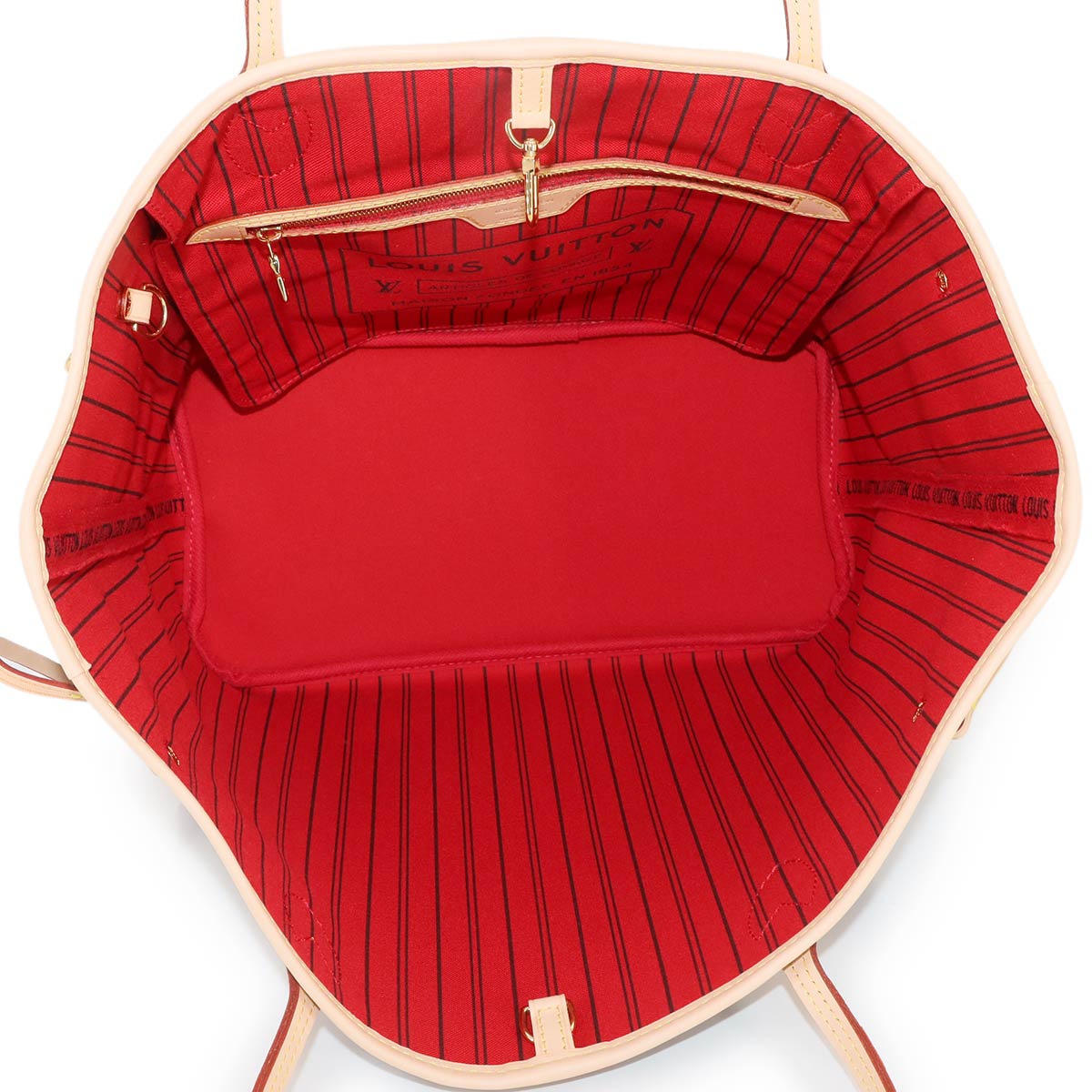 Monogram Neverfull MM Tote Bag Brown Cerise M46987