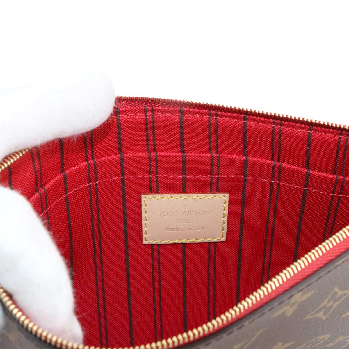 Monogram Neverfull MM Tote Bag Brown Cerise M46987