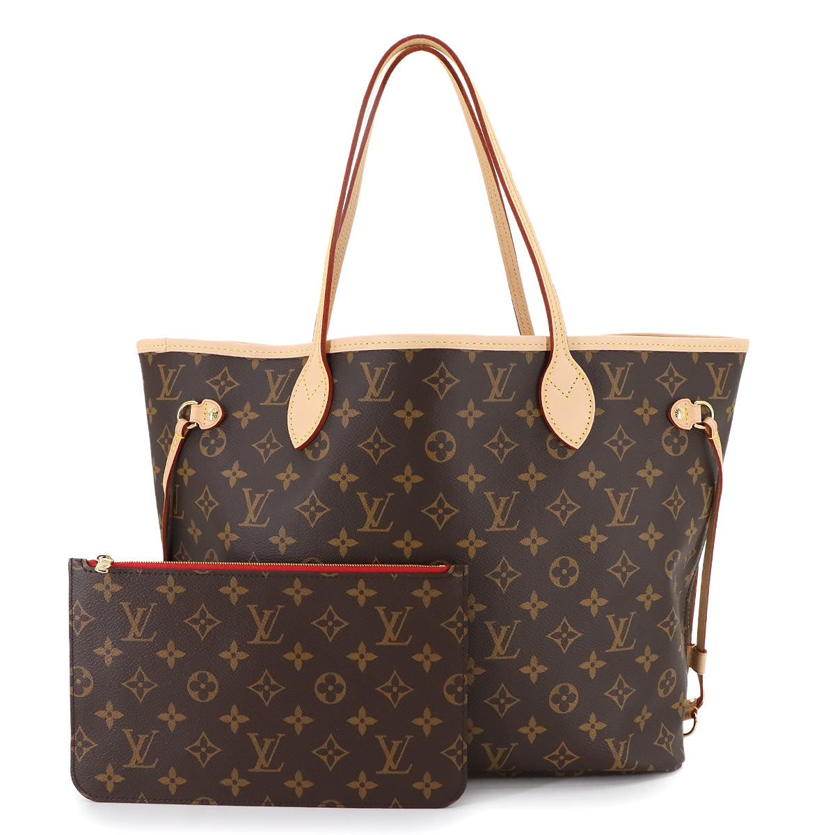 Monogram Neverfull MM Tote Bag Brown Cerise M46987