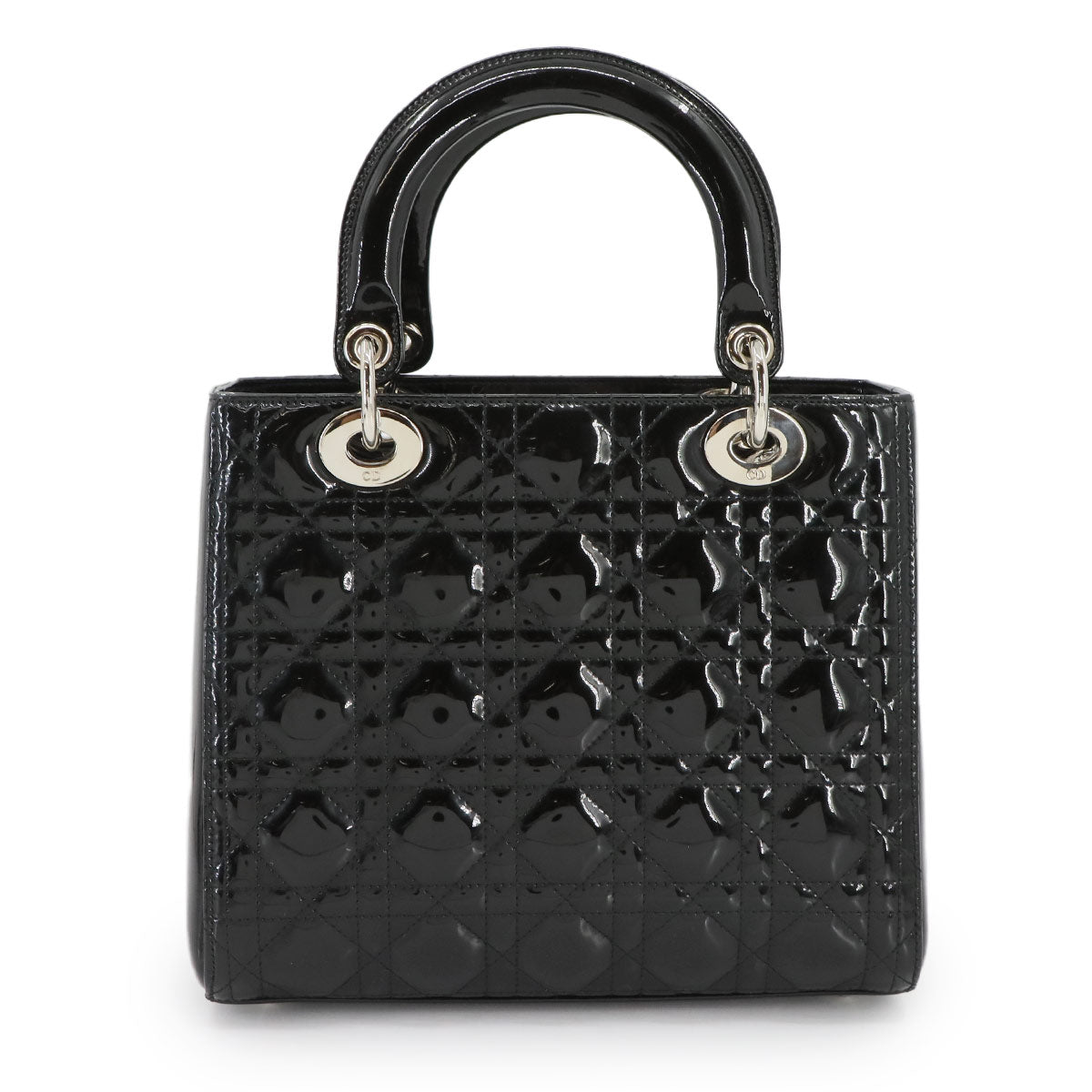 Lady Dior Medium Hand Shoulder Bag Enamel Black
