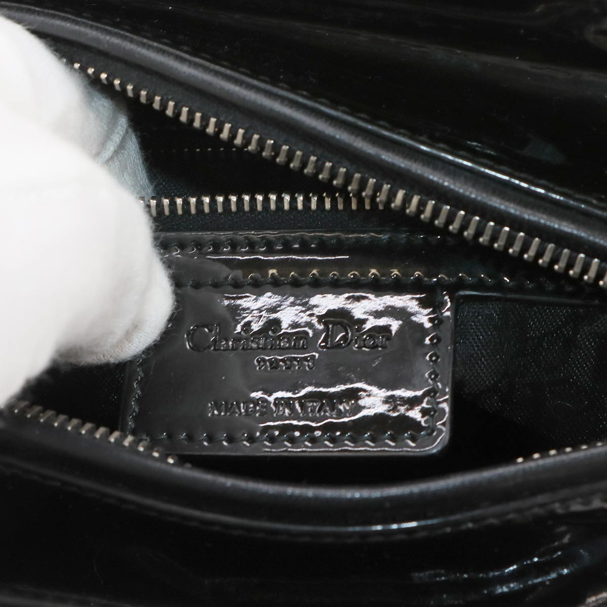 Lady Dior Medium Hand Shoulder Bag Enamel Black