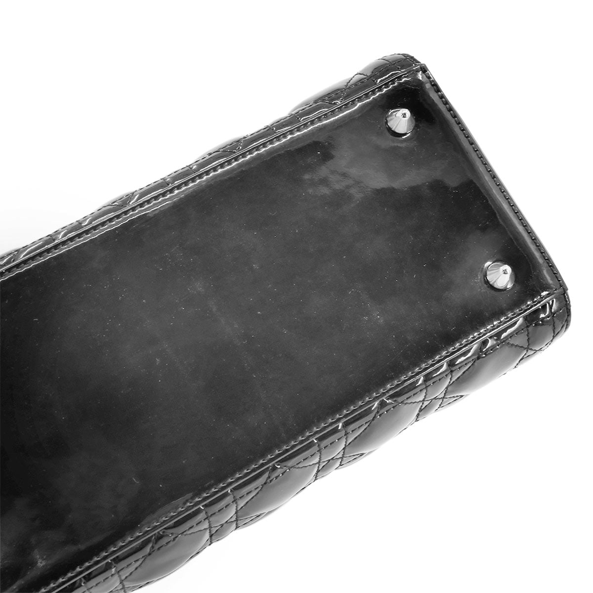 Lady Dior Medium Hand Shoulder Bag Enamel Black