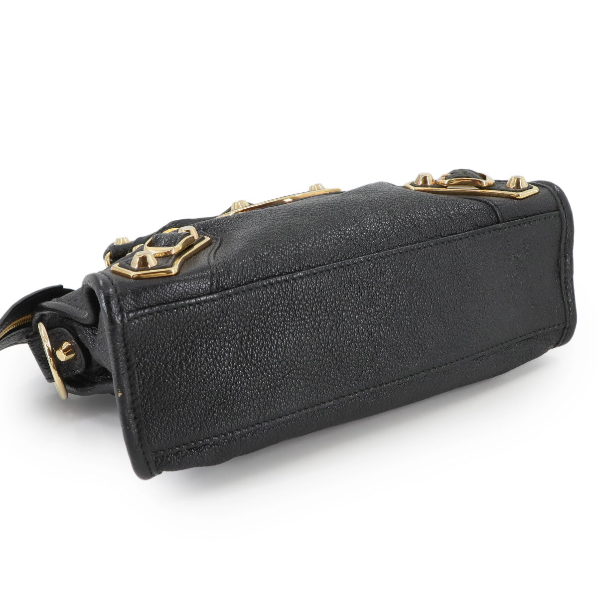 Classic Metalic Edge Mini City Hand Shoulder Bag Black