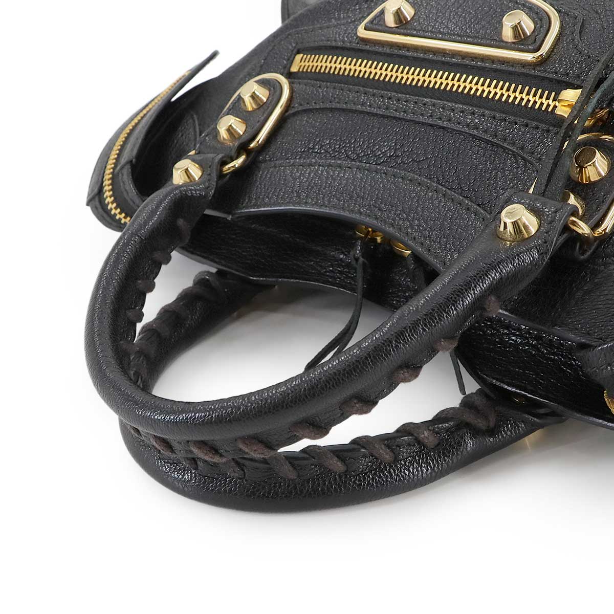 Classic Metalic Edge Mini City Hand Shoulder Bag Black