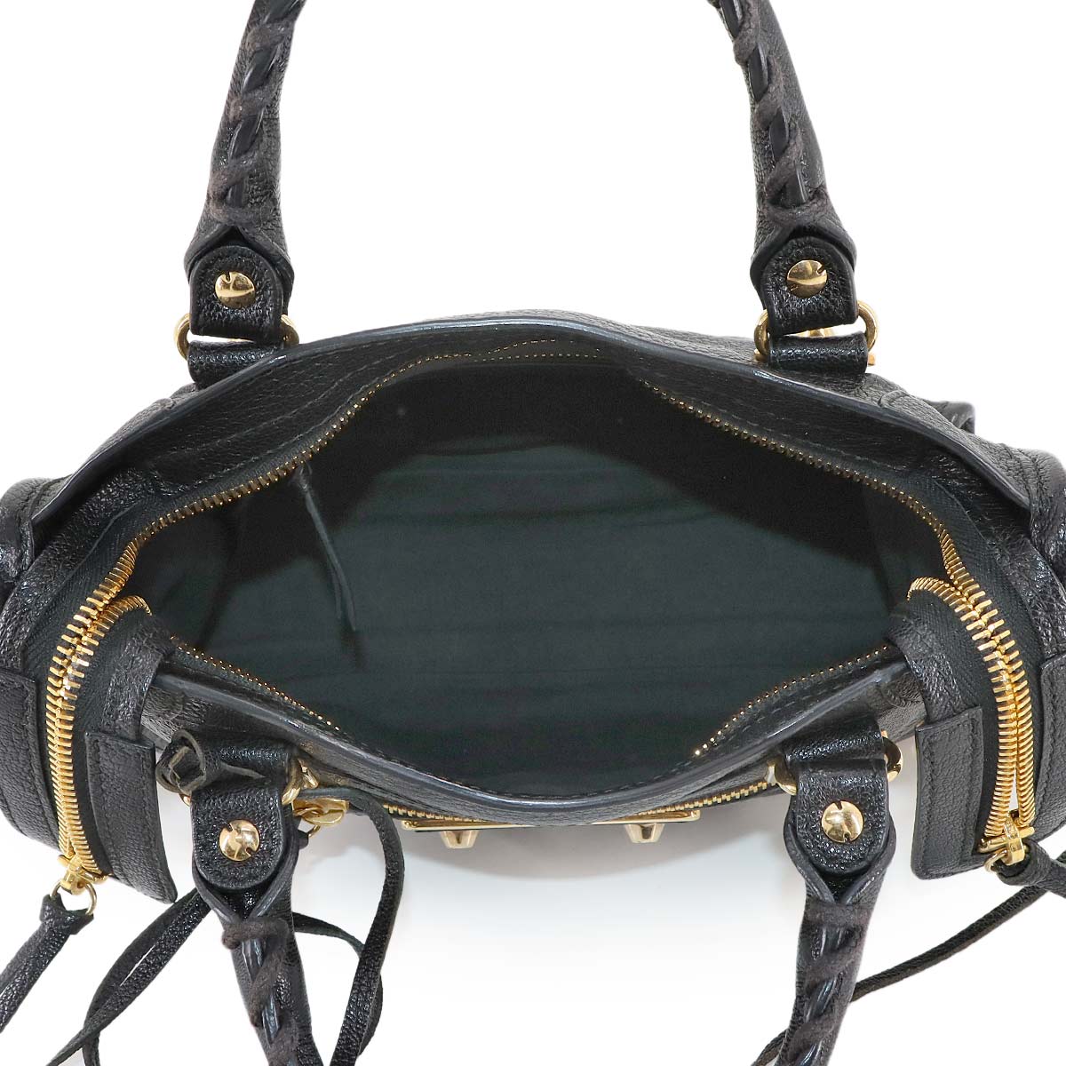 Classic Metalic Edge Mini City Hand Shoulder Bag Black