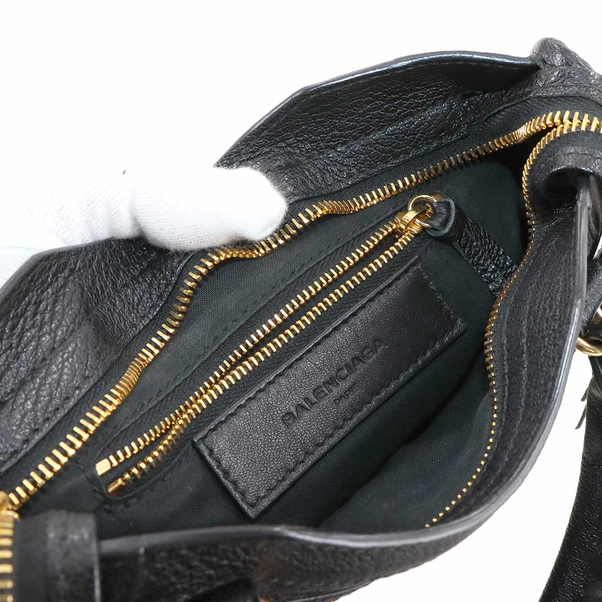 Classic Metalic Edge Mini City Hand Shoulder Bag Black