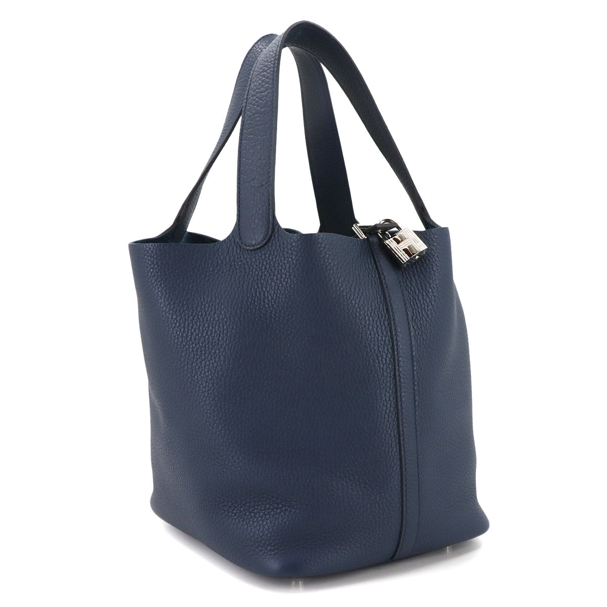 Picotin Lock MM Hand Bag Taurillon Clemence Bleu de Prusse