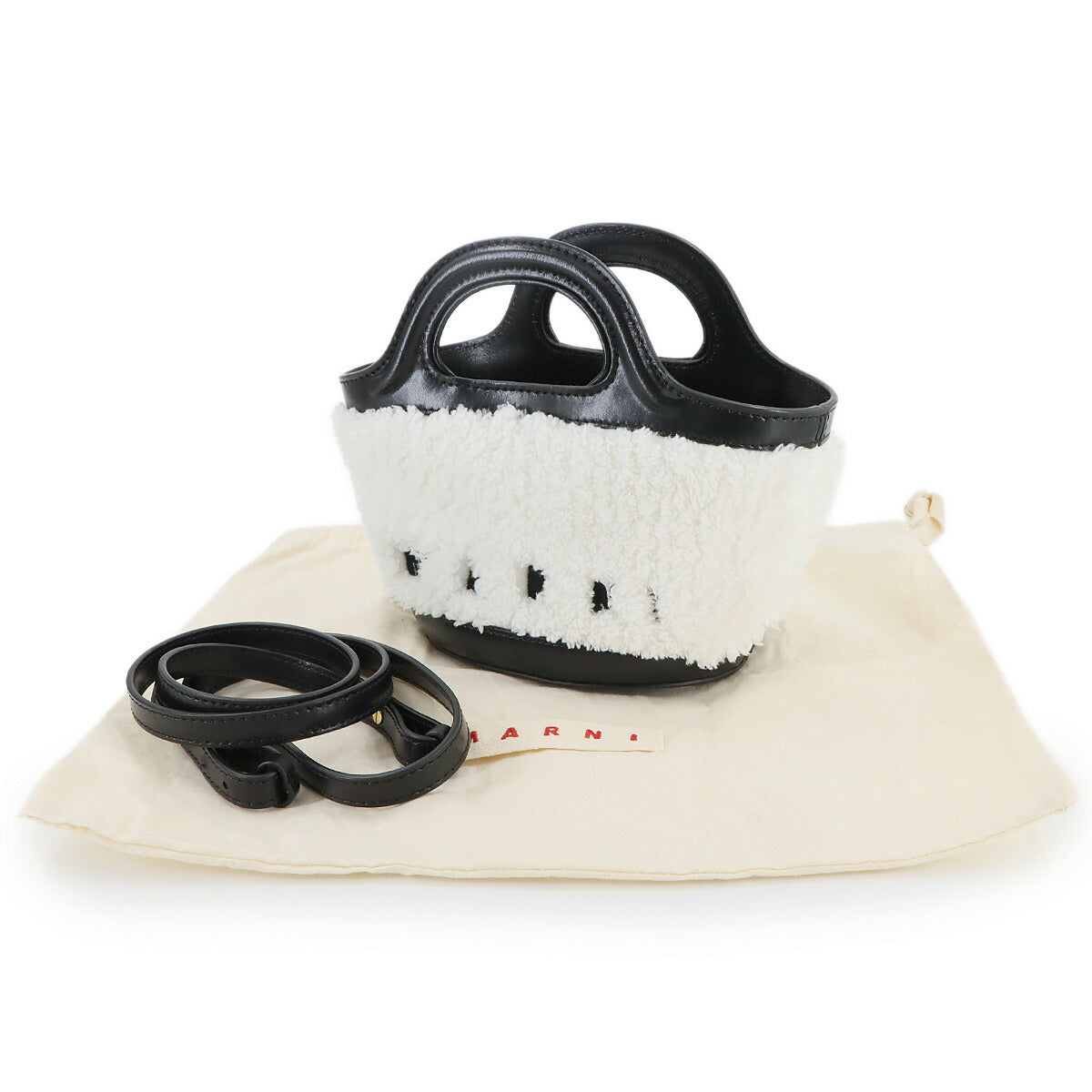 Tropicalia Micro Hand Shoulder Bag Polyester Leather White Black