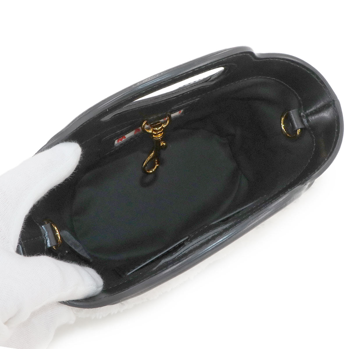 Tropicalia Micro Hand Shoulder Bag Polyester Leather White Black