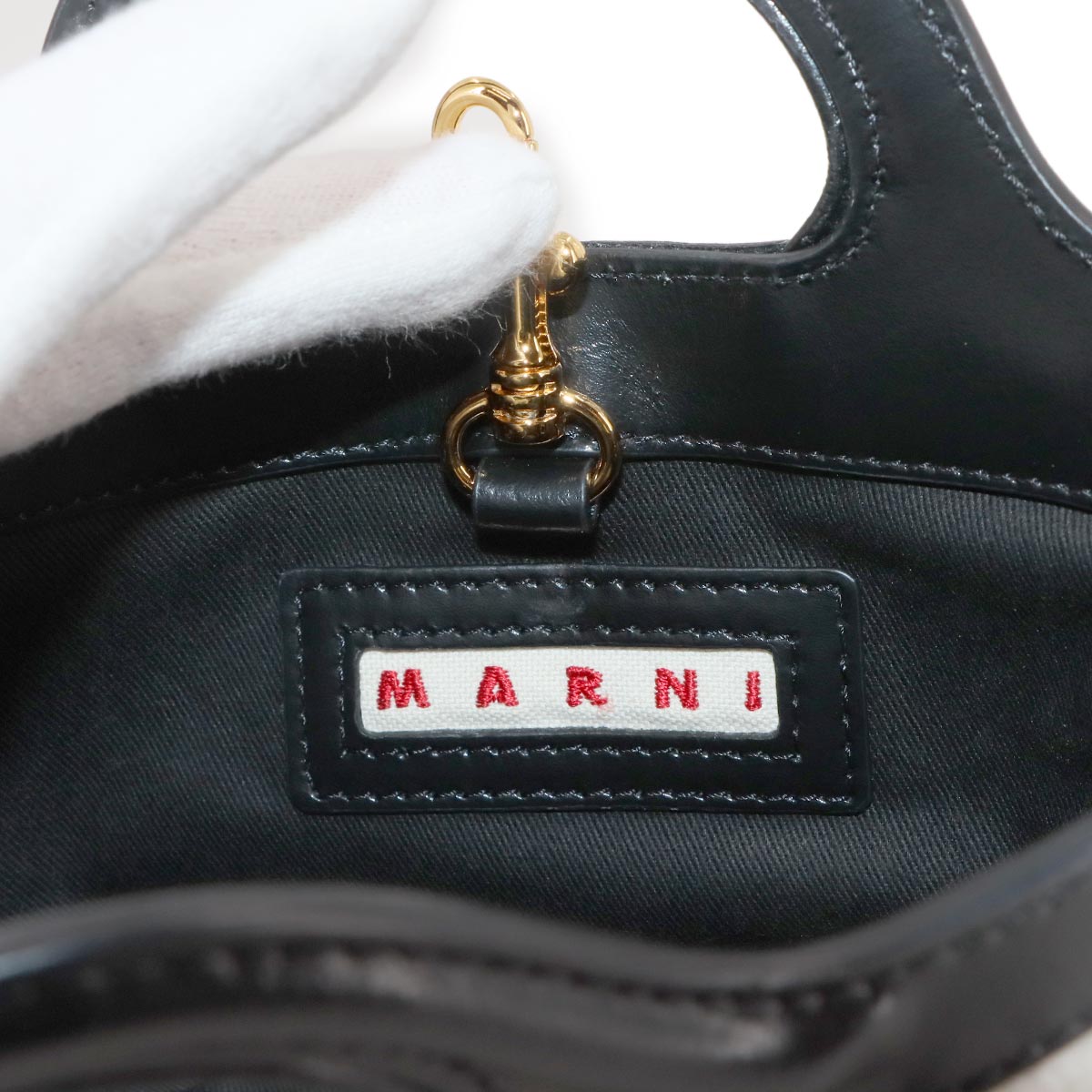 Tropicalia Micro Hand Shoulder Bag Polyester Leather White Black